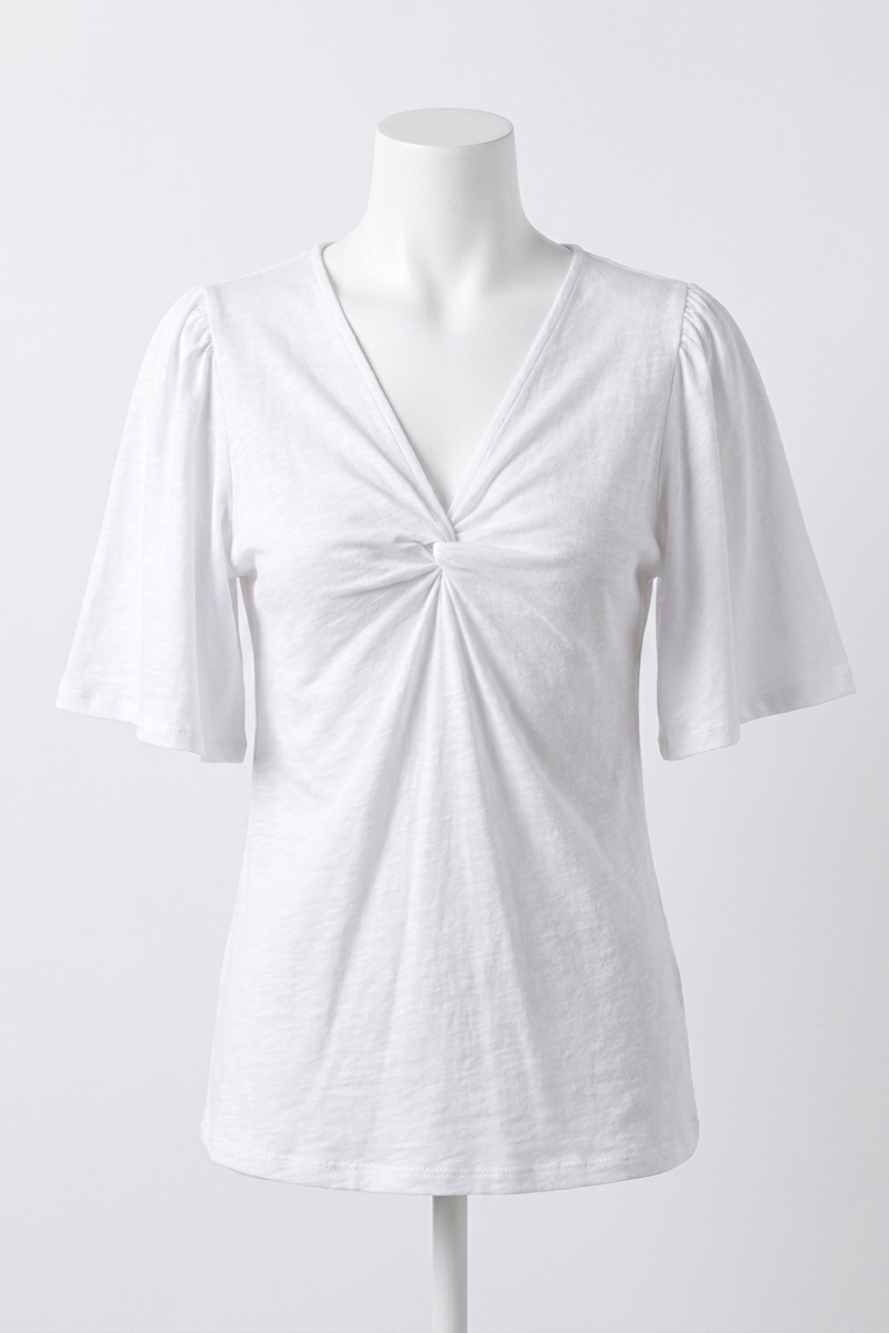 NEW SIX/FIFTY courtney v neck twist tee in ivory